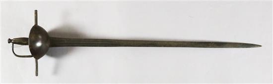 A 17th/18th century Spanish colonial cup-hilted rapier, 34.75in.